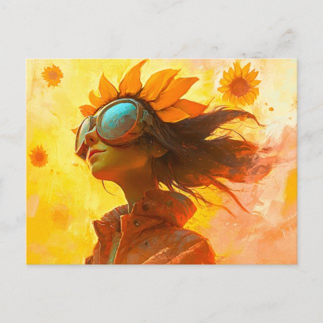 Carte Postale Fille de tournesol (Devant)