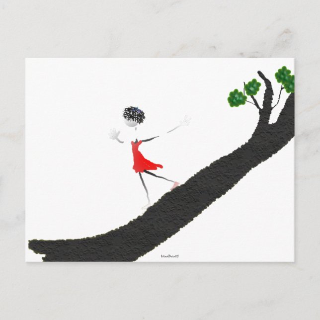 Carte Postale Fille descendant un arbre (Devant)
