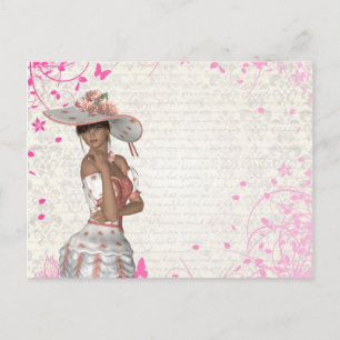 Carte Postale fille d'été rose