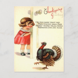 Carte Postale Fille & Dinde