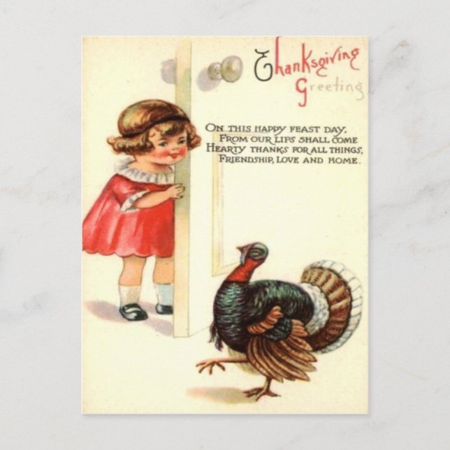 Carte Postale Fille & Dinde (Devant)