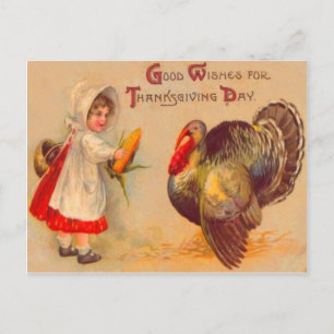 Carte Postale Fille & Dinde