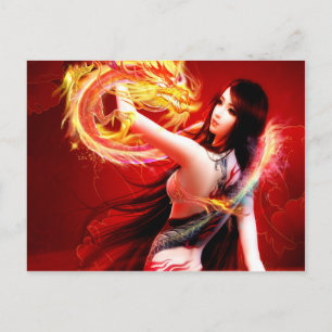 Carte Postale Fille Dragon Feu