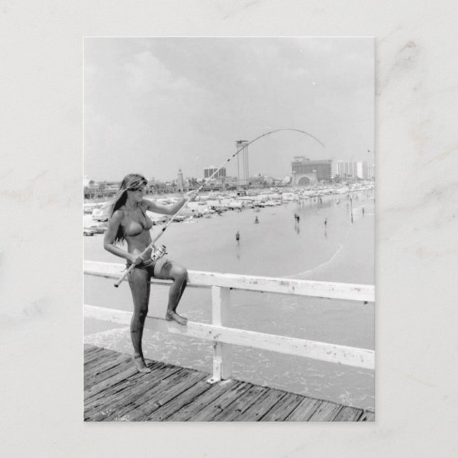 Carte Postale Fille en bikini Pêche  Plage de Daytona Floride (Devant)