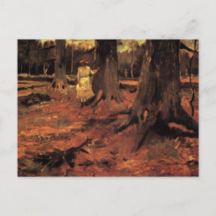 Carte Postale Fille en blanc dans les bois par Vincent van Gogh