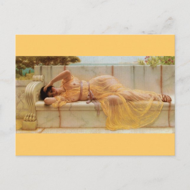 Carte Postale Fille en Draperie Jaune - Vintage - Godward (Devant)
