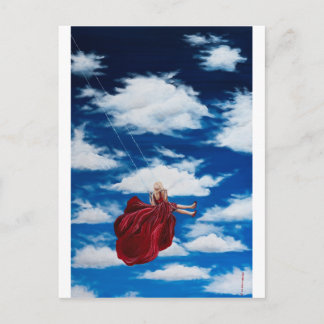 Carte Postale Fille en mouvement dans les nuages