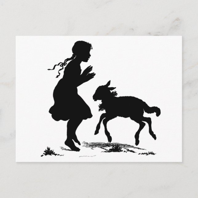Carte postale Fille et agneau (Devant)