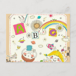 Carte Postale Fille et garçon jouant par tableau