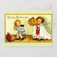 Fille et garçon Vintage Image Halloween Citrouille