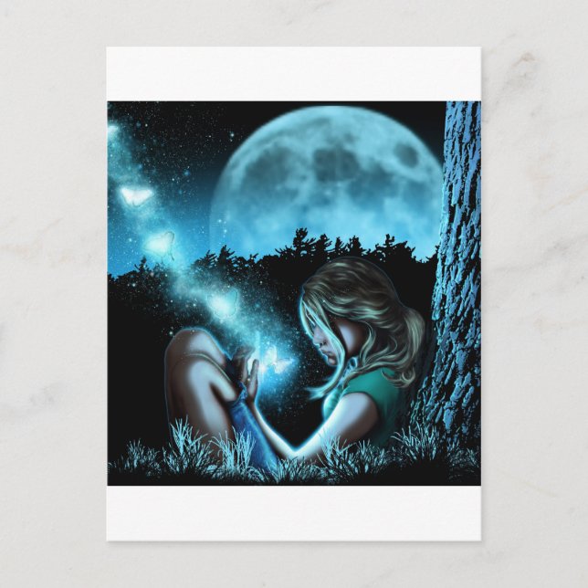 Carte Postale Fille fabriquant des papillons (Devant)