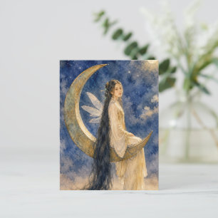 Carte Postale fille fée chinoise sur peinture à l'aquarelle de l