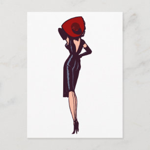 Carte Postale Fille Glamour Vintage Magnifique Rétro Pin-Up