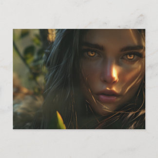 Carte Postale Fille guerrière dans la jungle 1