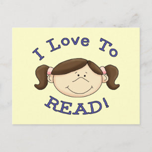 Carte Postale Fille I Love to Read Tshirts and Gifts