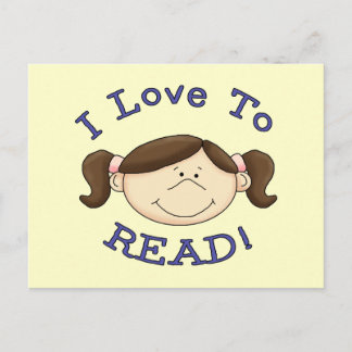 Carte Postale Fille I Love to Read Tshirts and Gifts
