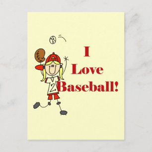 Carte Postale Fille J'aime Les Tshirts Et Cadeaux De Baseball