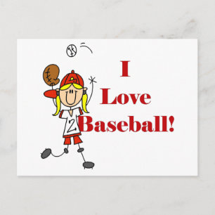 Carte Postale Fille J'aime Les Tshirts Et Cadeaux De Baseball