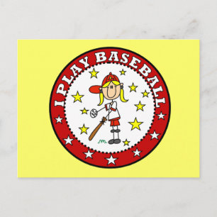 Carte Postale Fille Je Joue au Baseball T-shirts et Cadeaux