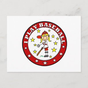 Carte Postale Fille Je Joue au Baseball T shirts et Cadeaux