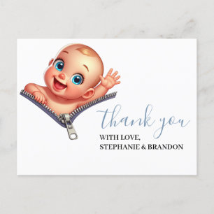 Carte Postale Fille Jeter dehors Baby shower Merci blanc