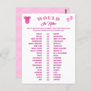 Carte Postale Fille Jeux de Baby shower Prédiction et conseil.