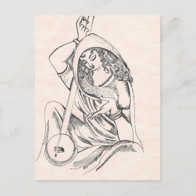 Carte Postale Fille jouant du sitar (Devant)