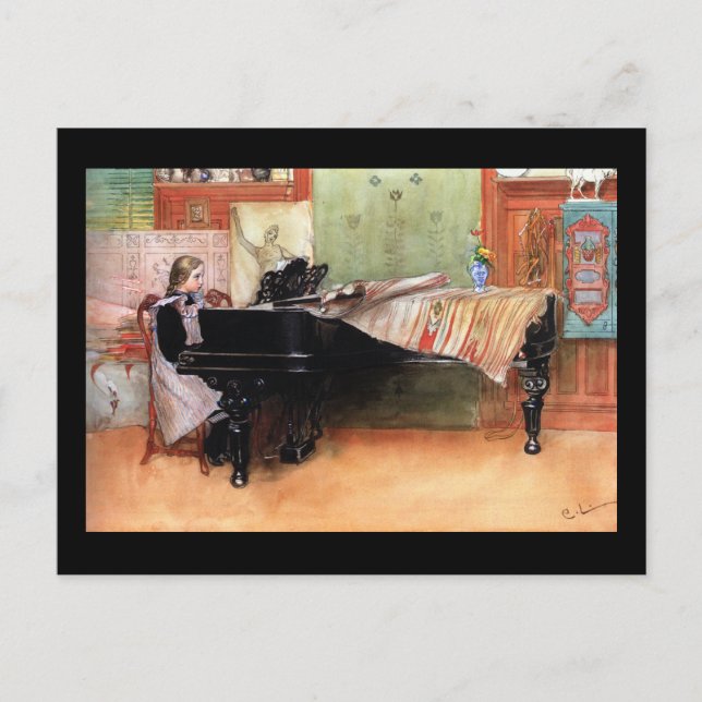 Carte Postale Fille Jouant Piano (Devant)