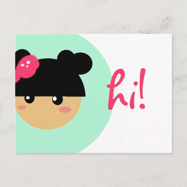 carte postale fille kawaii || papeterie (Devant)