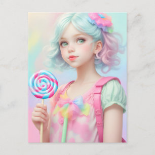 Carte Postale Fille Lollipop