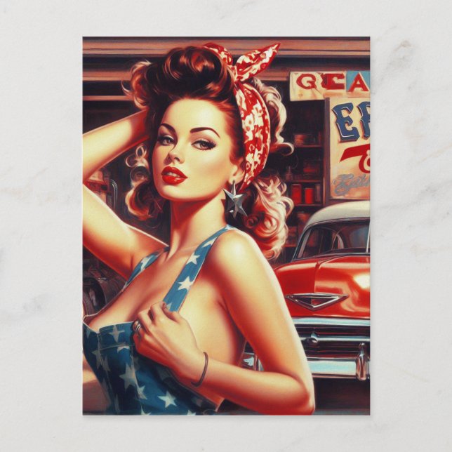 Carte Postale Fille mécanique rétro (Devant)