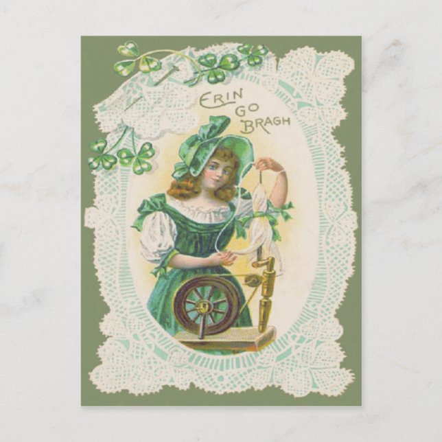 Carte Postale Fille Métier Dentelle Trèfle Trèfle (Devant)