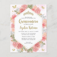 Fille moderne Blush rose Floral or Quinceañera