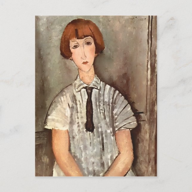 Carte Postale Fille Modigliani avec blouse (Devant)