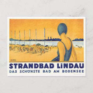 Carte Postale Fille nageuse à Strandbad Lindau Bodensee, Allemag