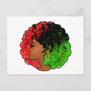 Carte Postale Fille noire panafricaine femme rouge vert fierté a