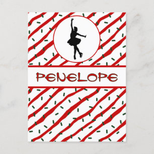 Carte Postale Fille patinant Noël saupoudré personnalisé