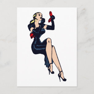 Carte Postale Fille pin-up blonde jolie vintage glamour rétro