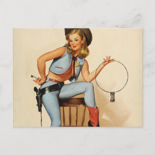 Carte Postale Fille pin-up cowgirl
