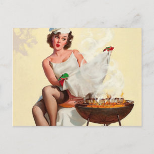 Carte Postale Fille pin-up de barbecue