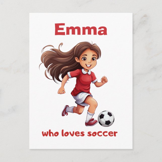 Carte Postale Fille qui aime le football avec votre nom (Devant)