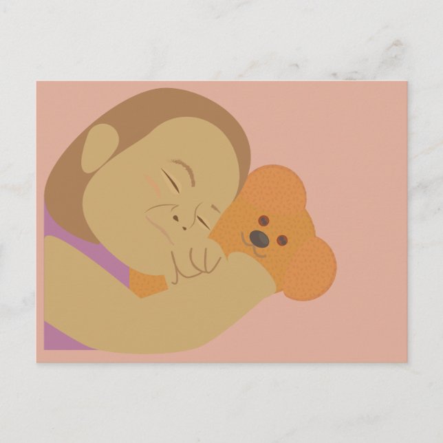 Carte Postale Fille qui étreint un ours (Devant)