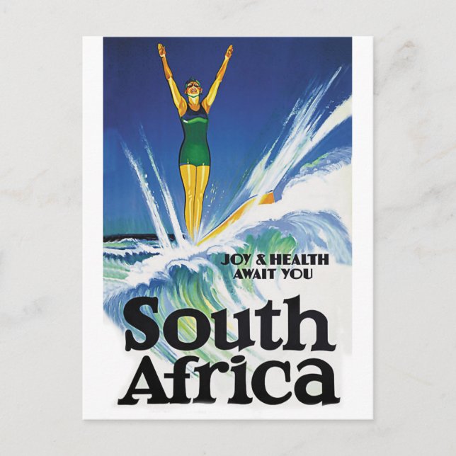 Carte Postale Fille qui fait du surf en Afrique du Sud (Devant)