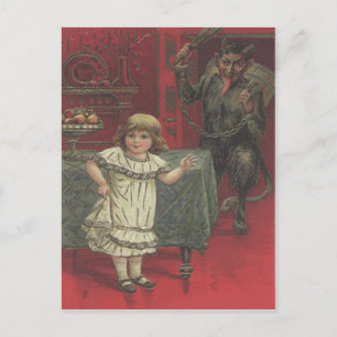 Carte Postale Fille rouge Krampus Interrupteur de salle à manger