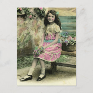 Carte Postale Fille sur banc