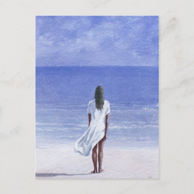 Carte Postale Fille sur la plage 1995 (Devant)