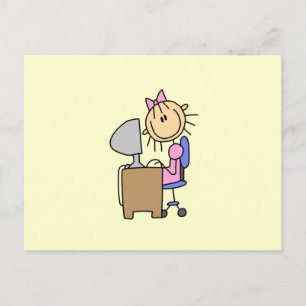 Carte Postale Fille sur ordinateur
