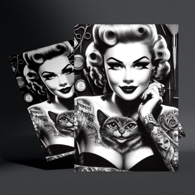 Carte Postale Fille tatouée alternative old school (Créateur téléchargé)