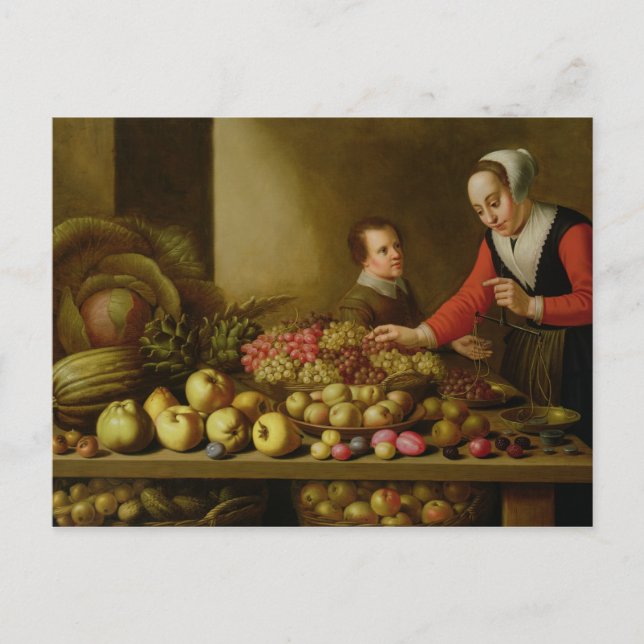 Carte Postale Fille vendant du raisin (Devant)