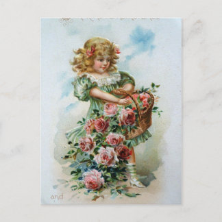 Carte Postale Fille victorienne avec Rose
